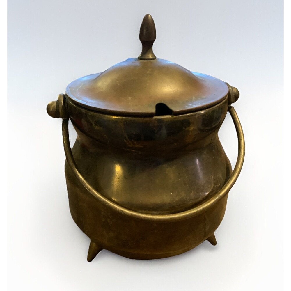 Vintage Copper Cauldron Pot With Brass Legs Feet - Smudge Pot